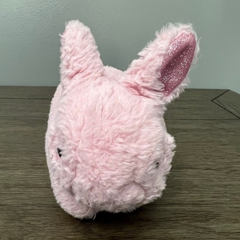 FAO Schwarz Pink Bunny Pom Pom Plush Glitter Ears Stuffed Animal Toy